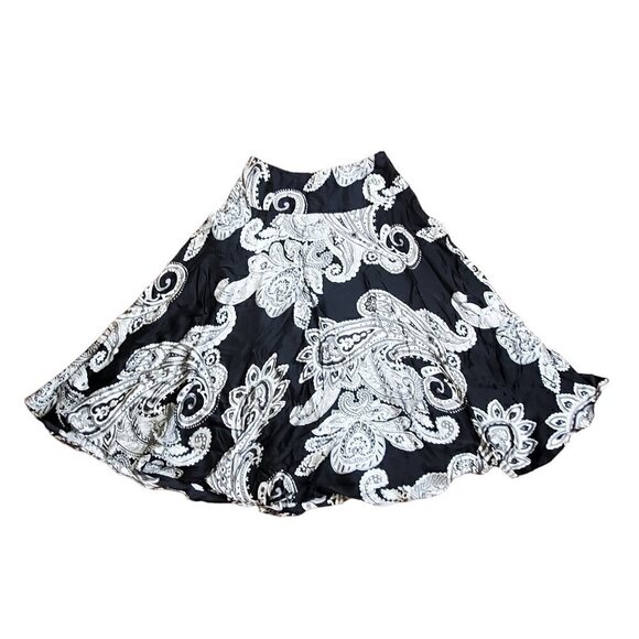 Neiman Marcus Exclusive 100% Silk Womens‎ Black Paisley Flowy Skirt Size M - Picture 1 of 12